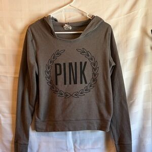 PINK Victoria's Secret Gray Logo Hooded Sweatshirt